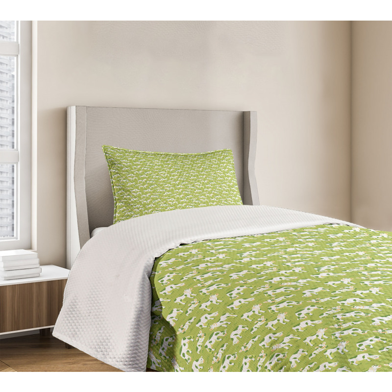 Bovines on Green Meadow Bedspread Set