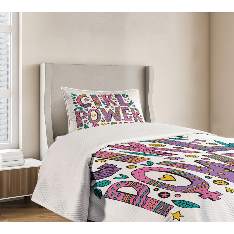 Hippie Boho Girl Words Bedspread Set