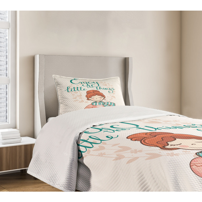 Winter Cartoon Woman Bedspread Set