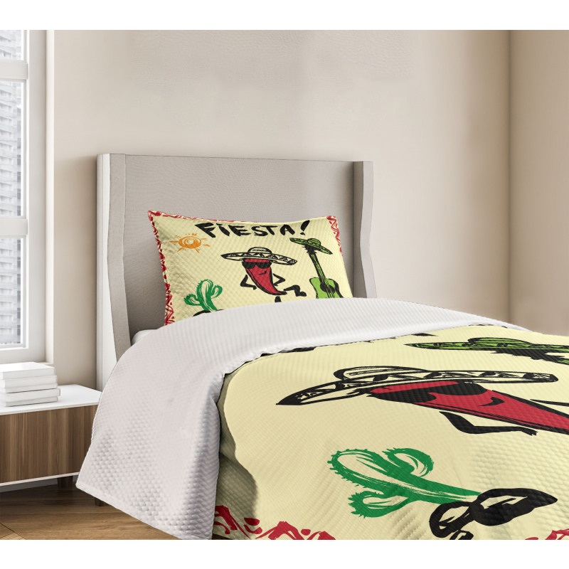 Mexican Party Red Pepper Bedspread Set