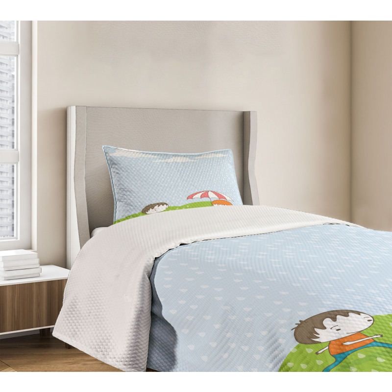 Boy and Girl in the Rain Bedspread Set