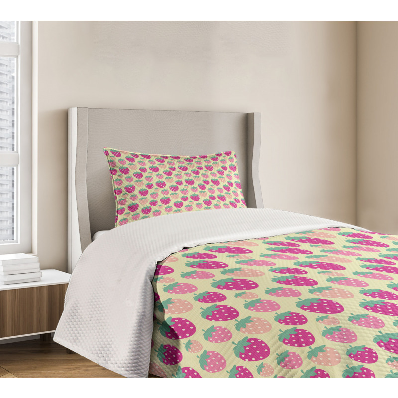 Pink Shade Fruits Bedspread Set