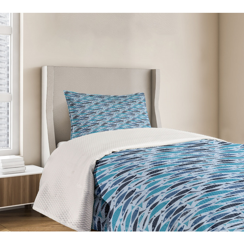 Underwater Fauna Scales Bedspread Set