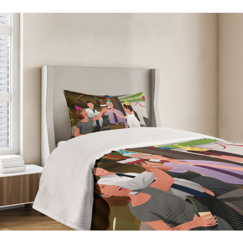 Employees in Office Bedspread Set