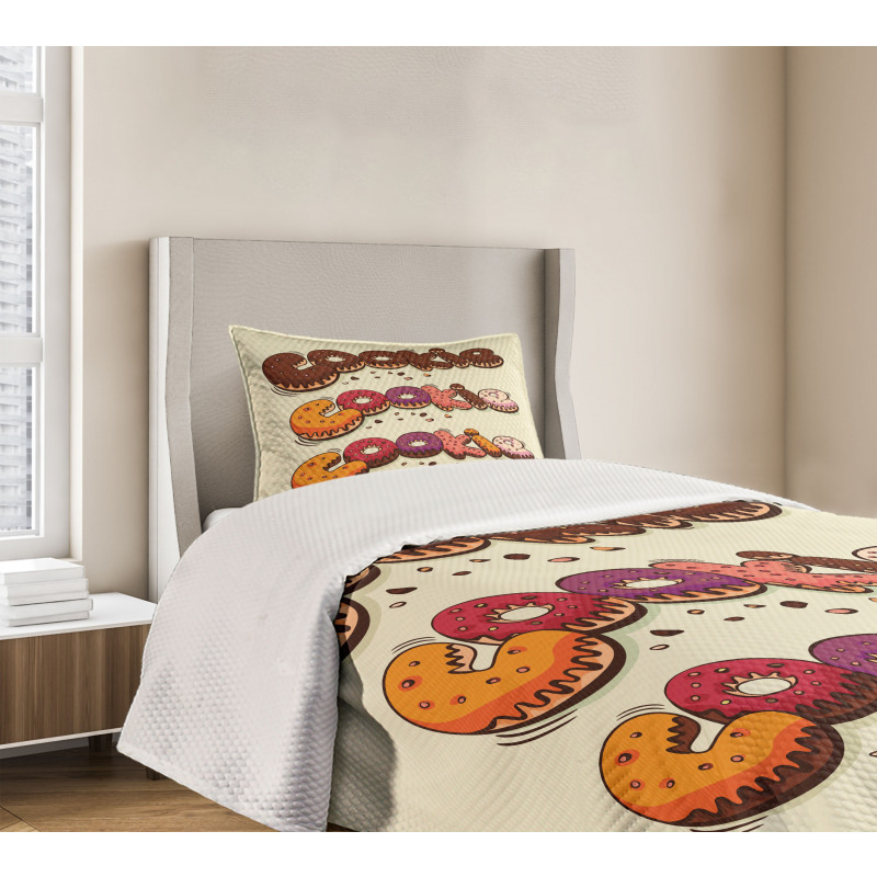 Doodle Style Bakery Theme Bedspread Set