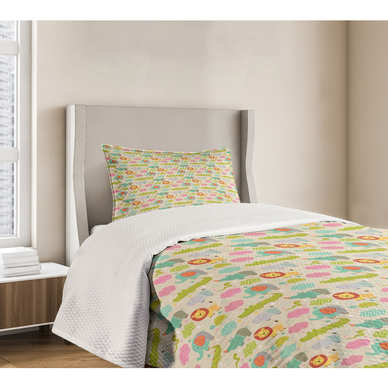 Nursery Zoo Lion Hippo Bedspread Set