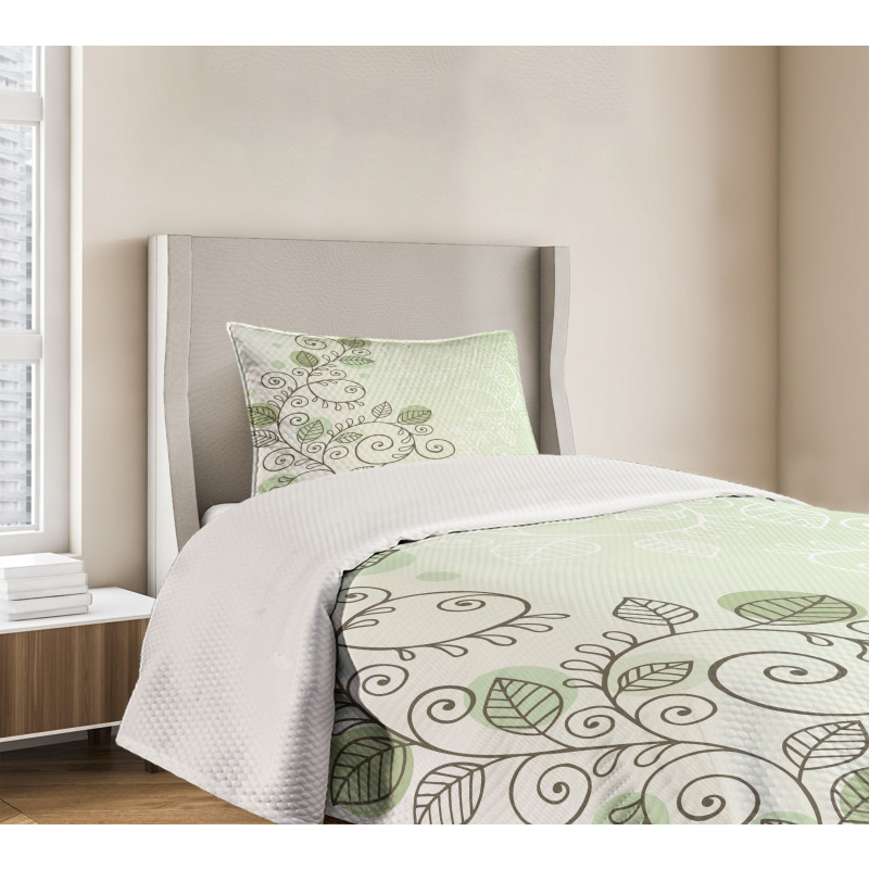 Swirling Vines Leaves Bedspread Set