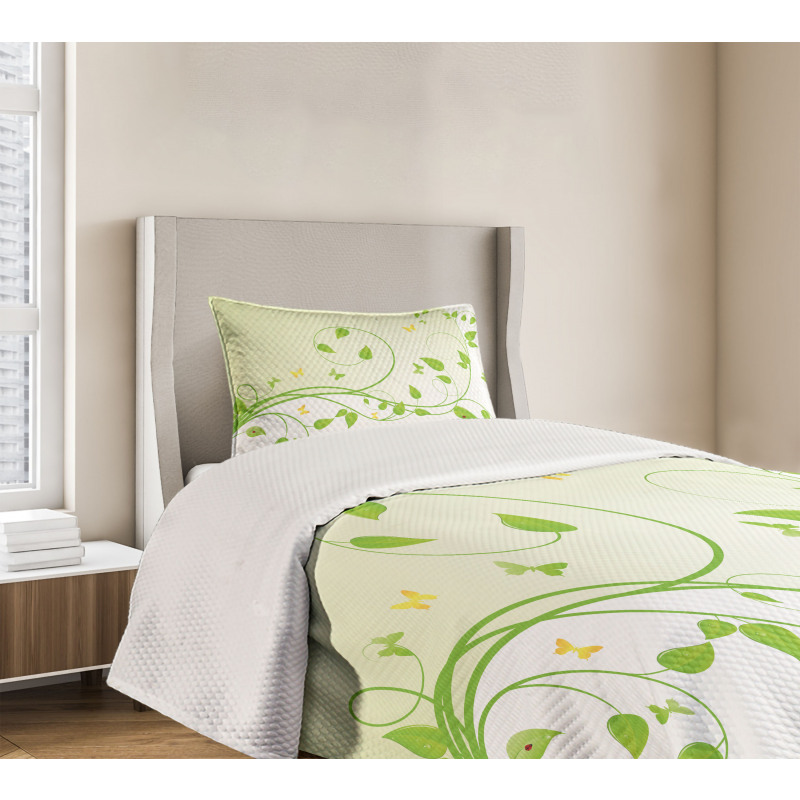 Flourishing Sapling Leaves Bedspread Set