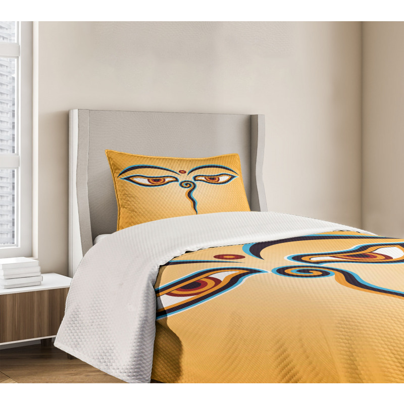 Ancient Figure with Eyes Bedspread Set