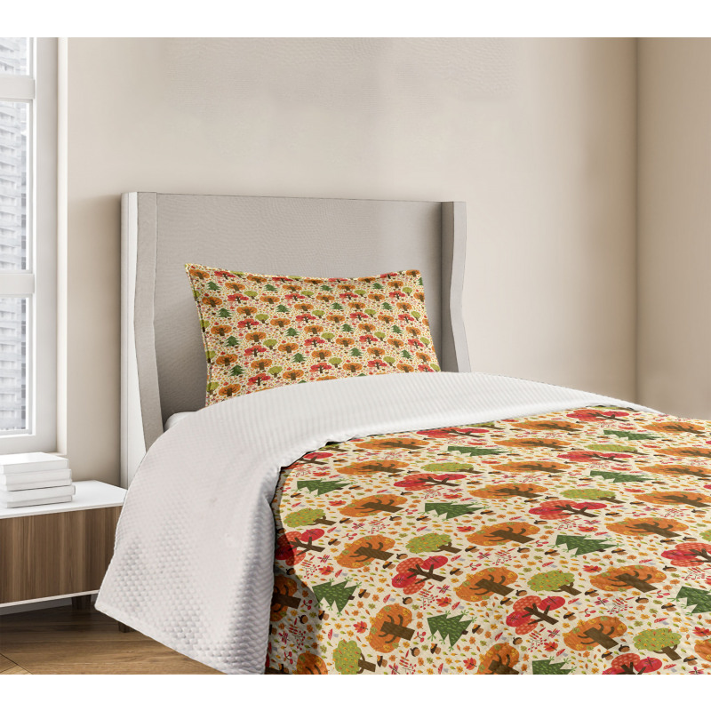 Colorful Cartoon Autumn Bedspread Set