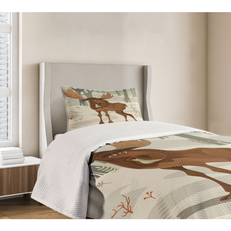 Funny Elk Mascot Bedspread Set