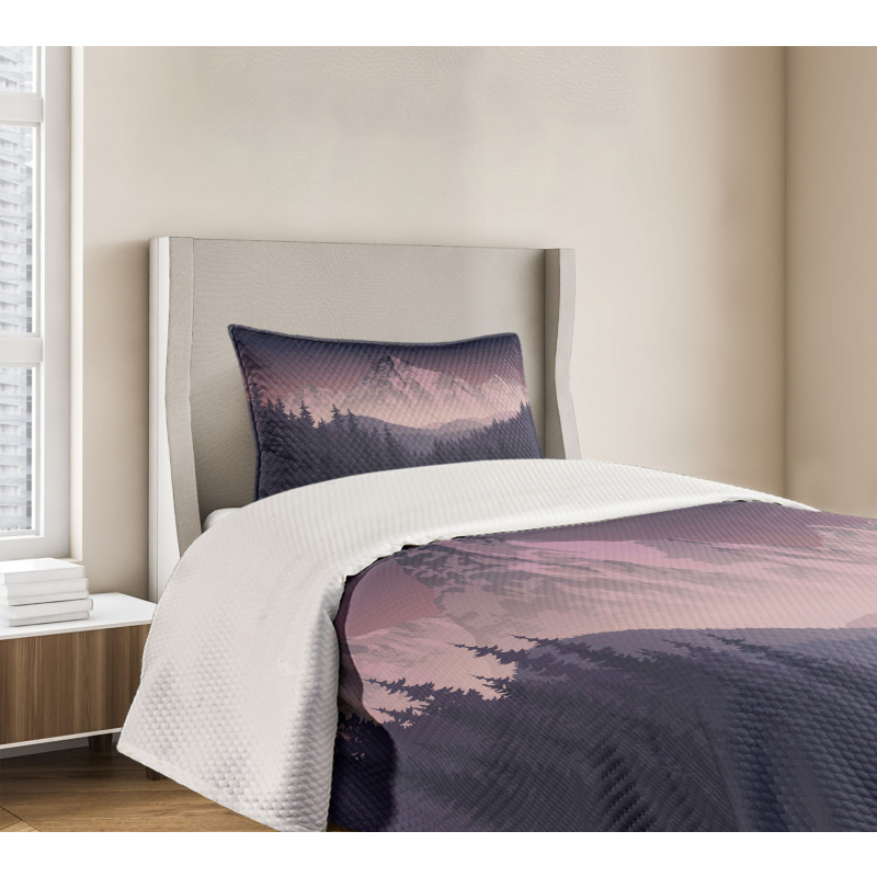 Foggy Mountain Range Bedspread Set