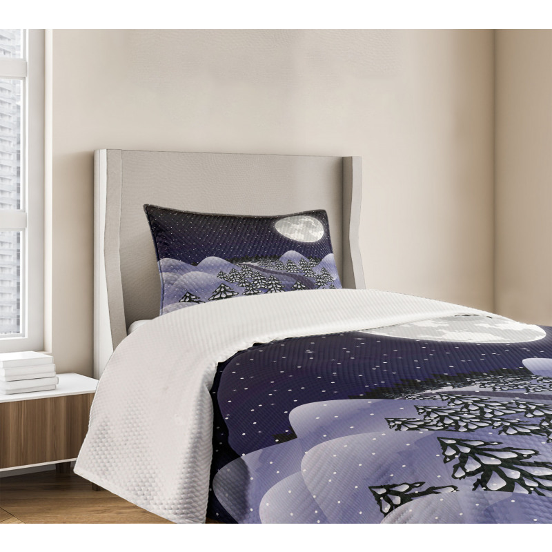 Snowfall Dark Forest Bedspread Set