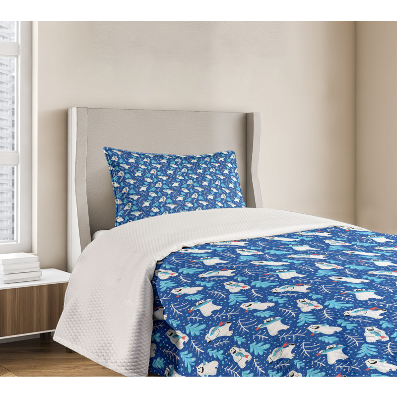 Polar Bear with Fish Bedspread Set