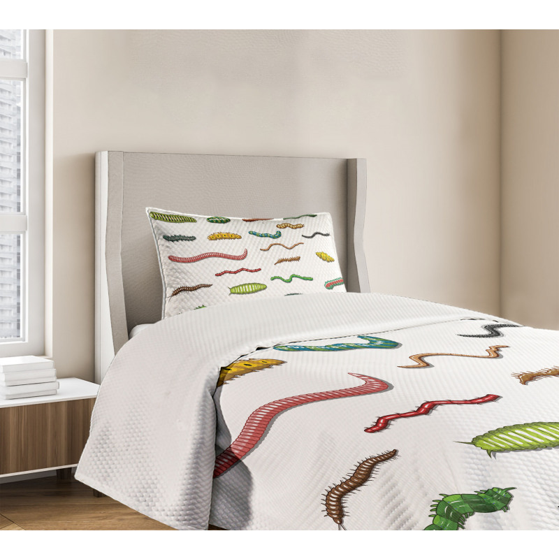 Cartoon Caterpillar Bedspread Set