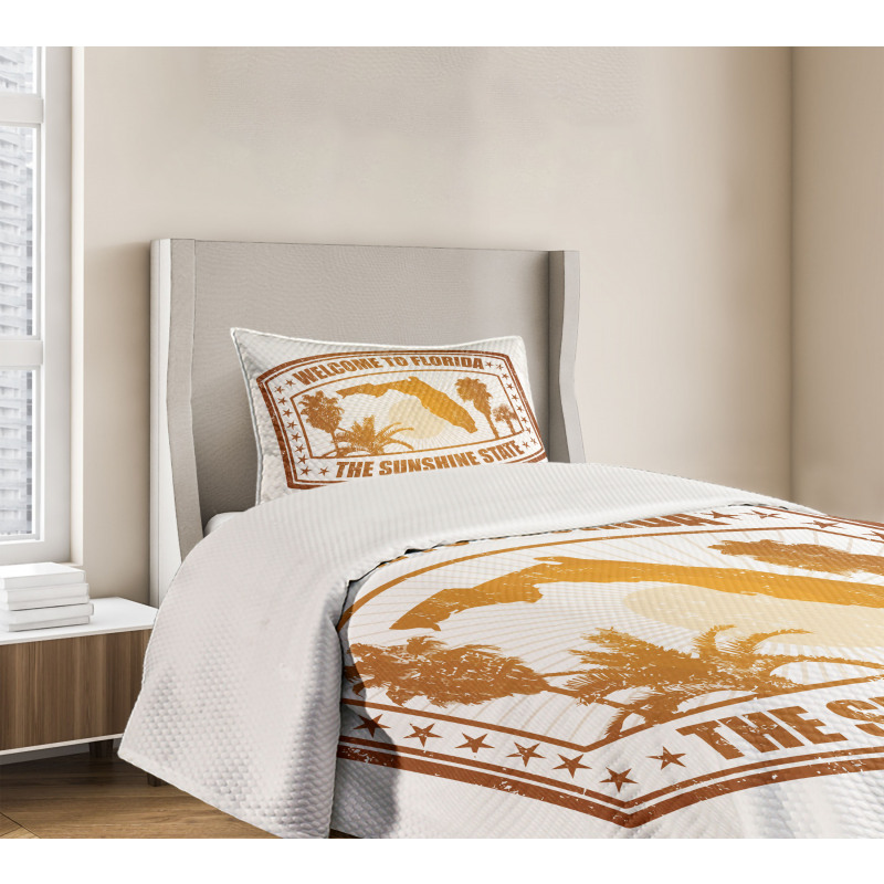 Orange Travel Stamp Bedspread Set