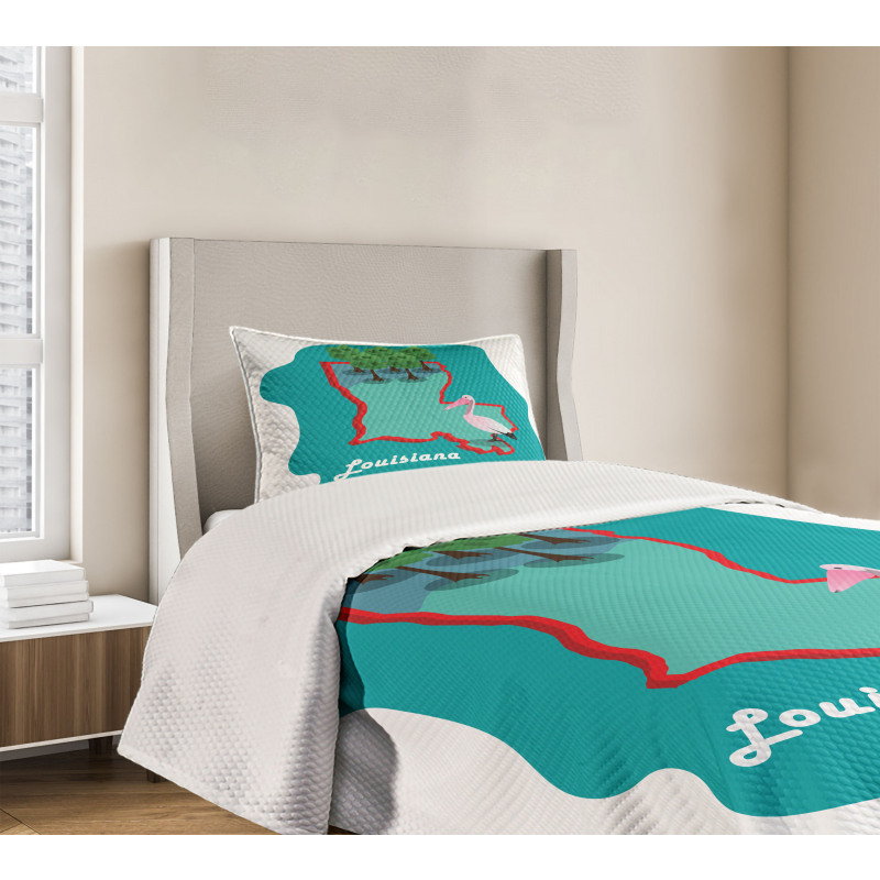 State Map with Bird Bedspread Set
