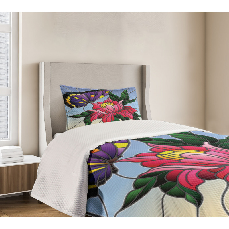 Stained Glass Butterfly Bedspread Set
