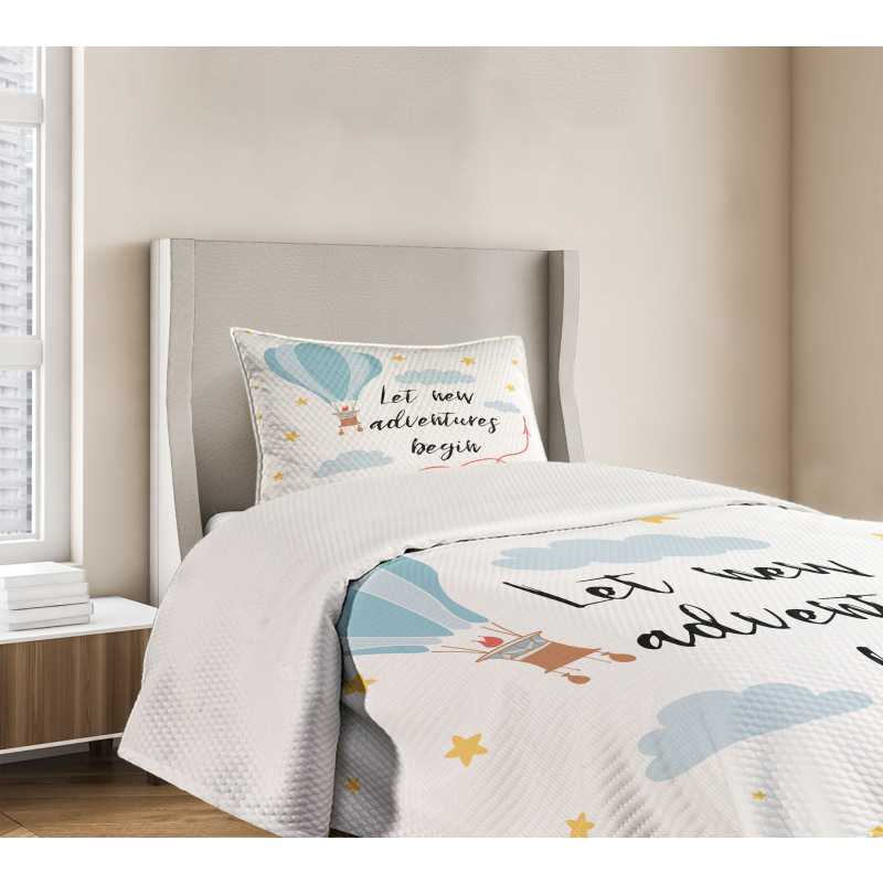 Air Balloon Sky Words Bedspread Set