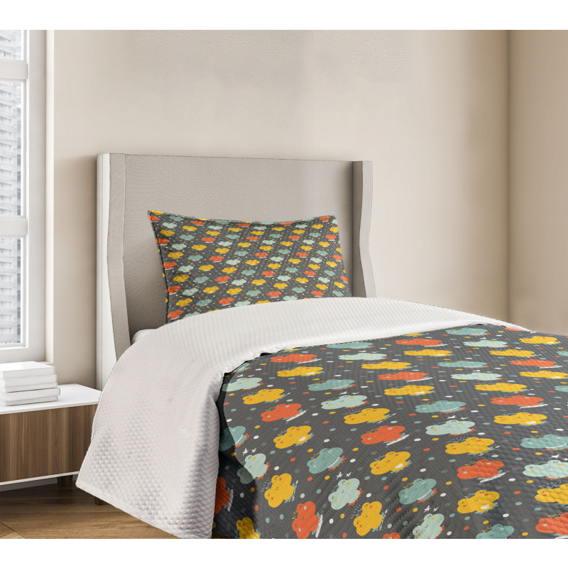 Cartoon Colorful Frogs Bedspread Set