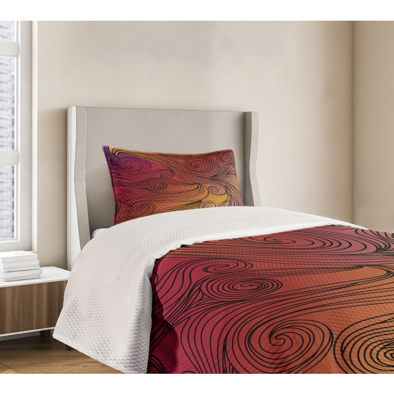 Doodle Waves with Stripes Bedspread Set