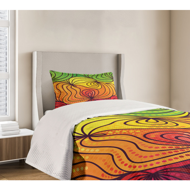 Colorful Tangled Lines Bedspread Set