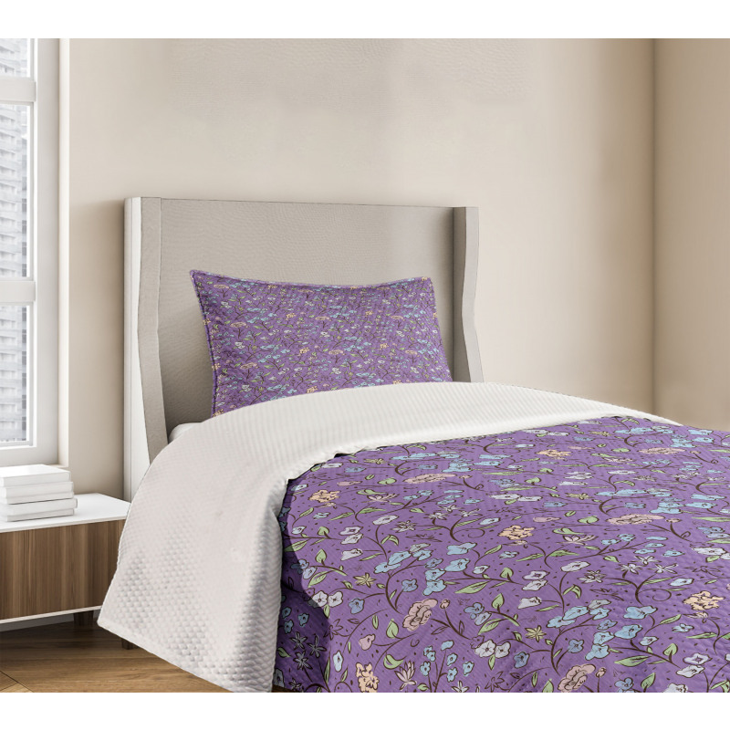 Retro Floral Spring Bedspread Set