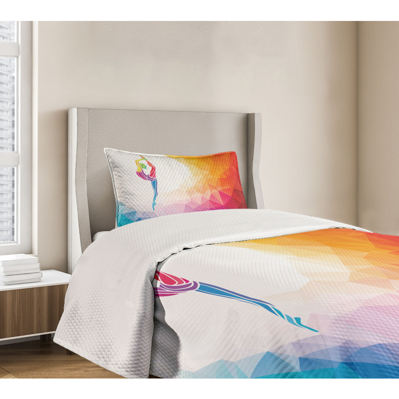 Polygonal Girl Motif Bedspread Set