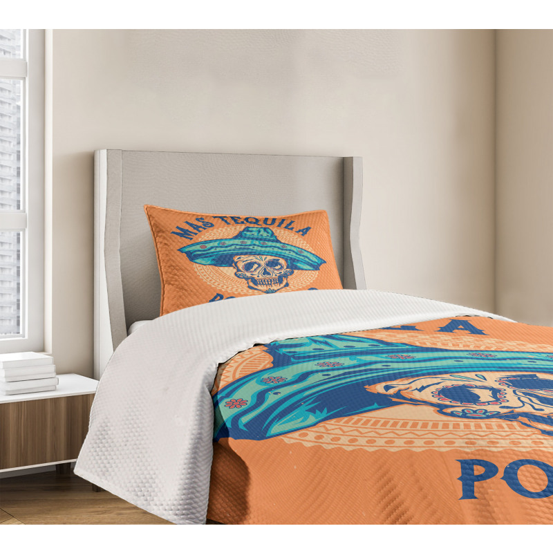 Skull Sombrero Tequila Bedspread Set