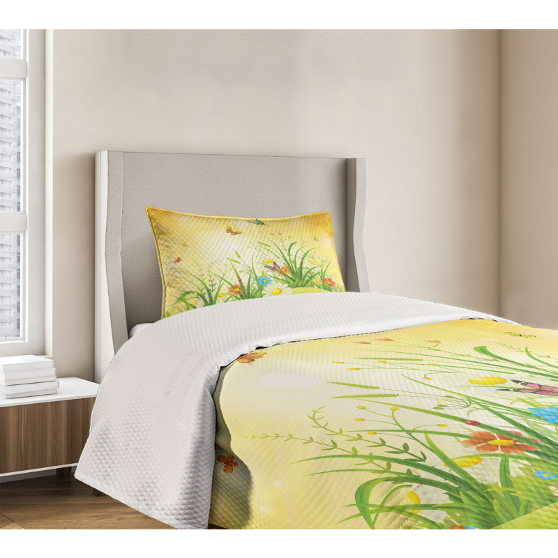 Colorful Meadow Scenery Bedspread Set