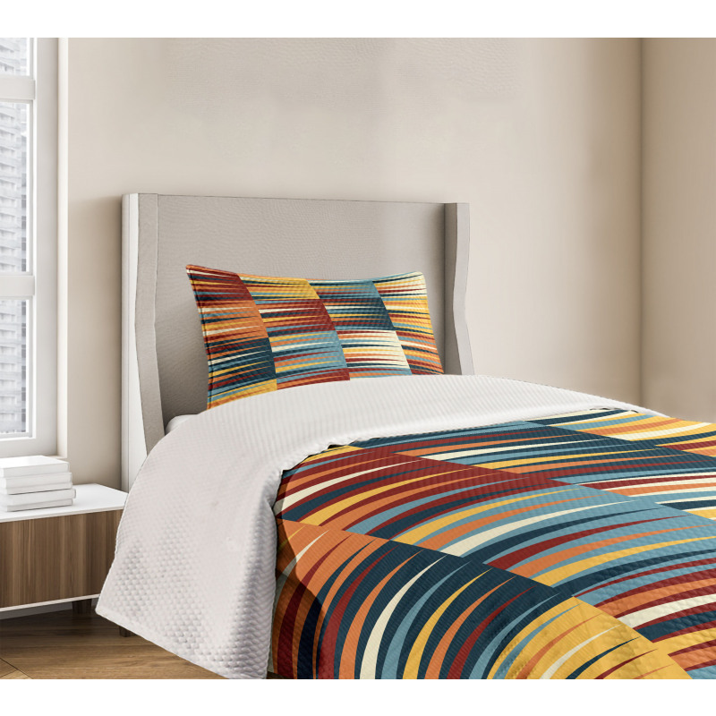 Long Colored Triangles Bedspread Set