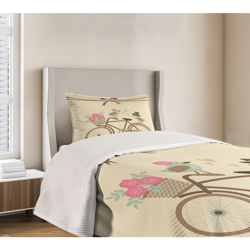 Romantic Bird Couple Bedspread Set