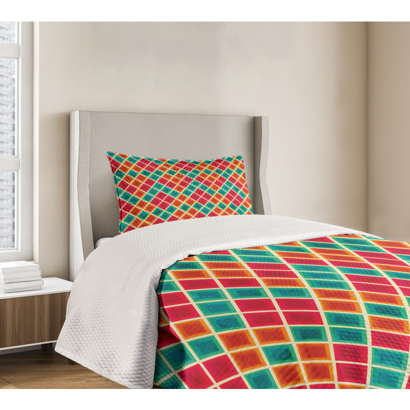 Vibrant Grunge Rhombus Bedspread Set