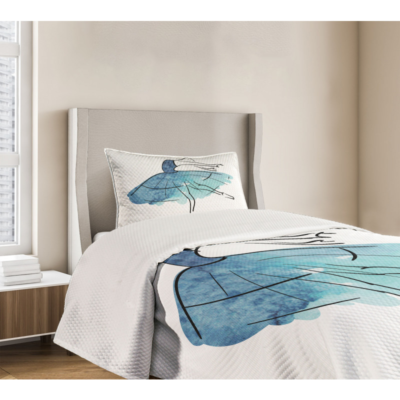 Watercolor Tutu Blue Tones Bedspread Set
