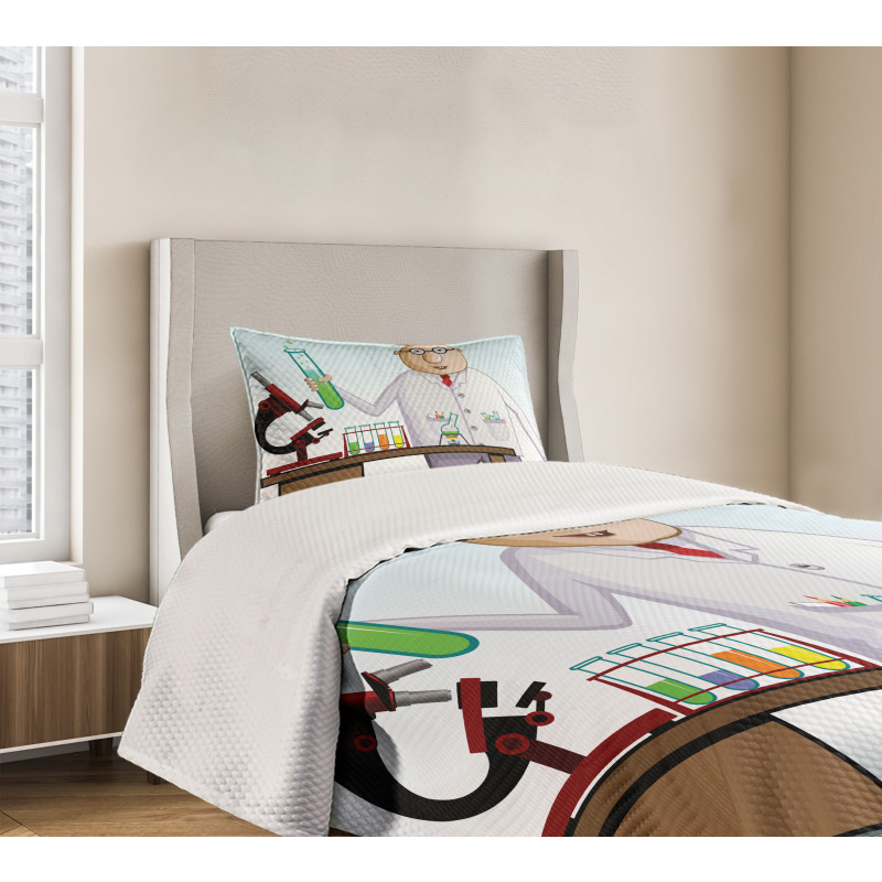 Scientist Chemist Test Tubes Bedspread Set