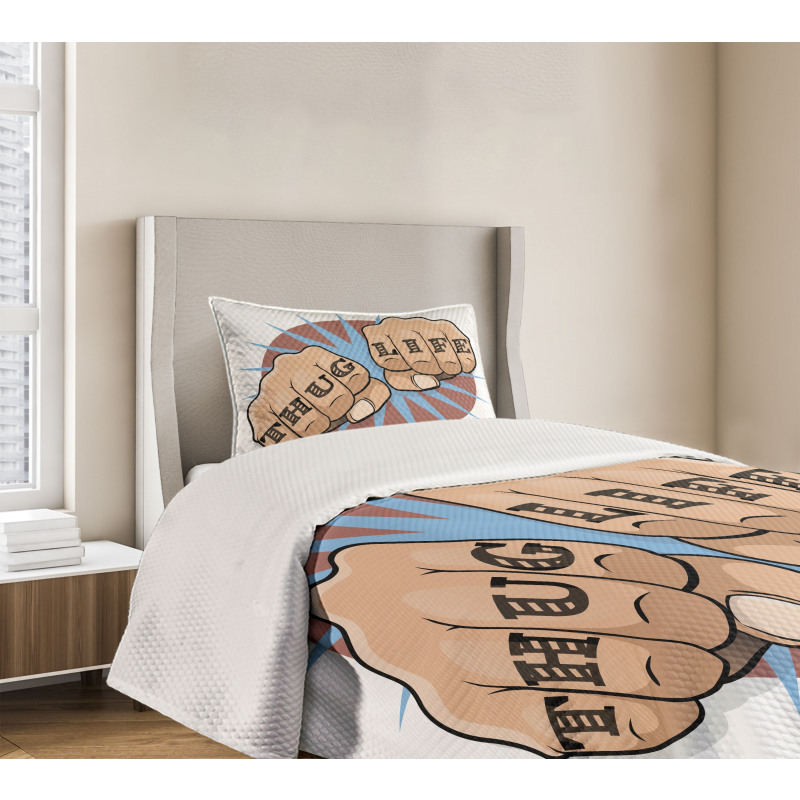 Punching Fists Comic Book Bedspread Set