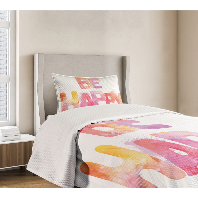 Watercolor Inscription Art Bedspread Set