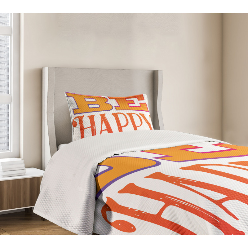 Sketchy Style Text Words Bedspread Set