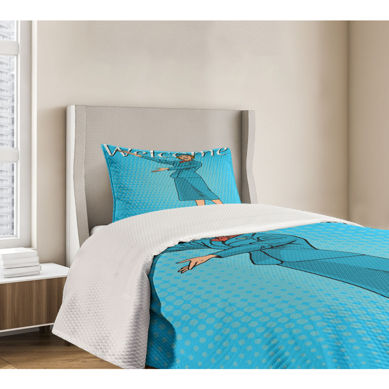 Pop Art Retro Stewardess Bedspread Set