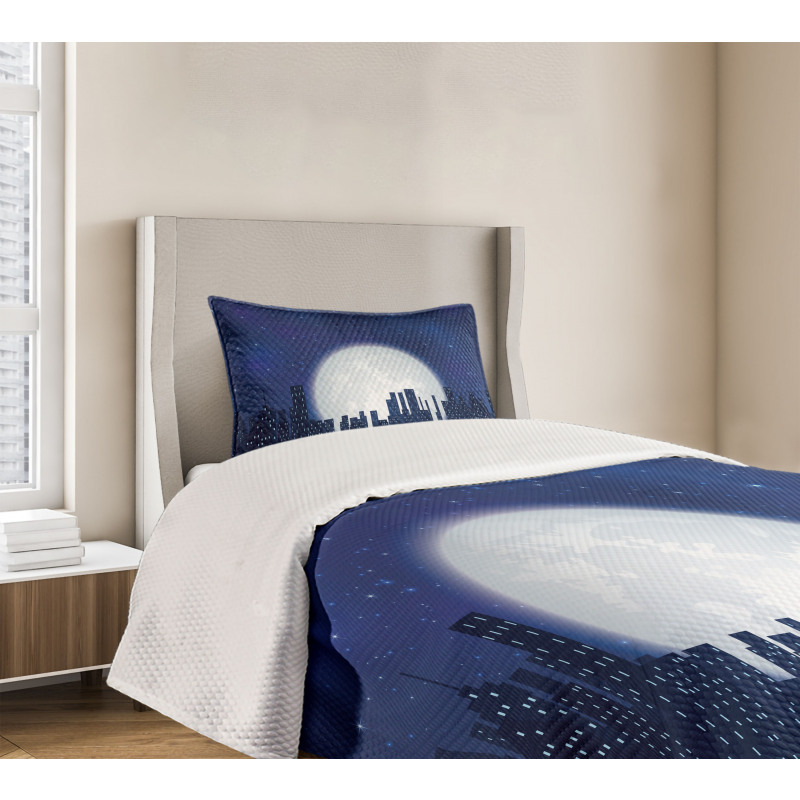 Moon Stars and City Bedspread Set