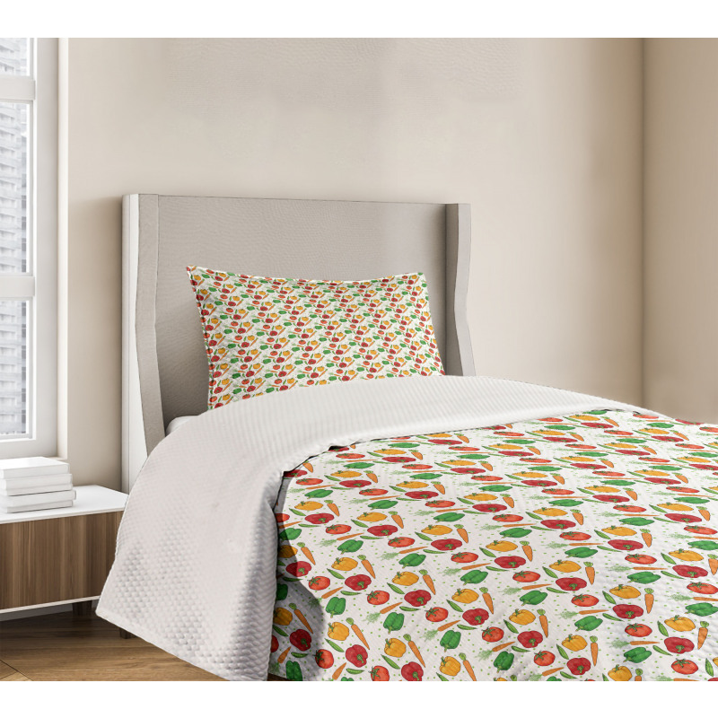 Pepper and Tomatoes Peas Bedspread Set