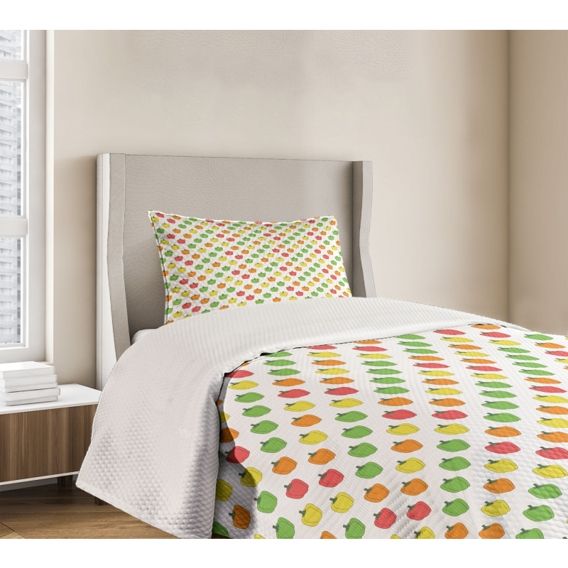 Doodle Style Bell Peppers Bedspread Set