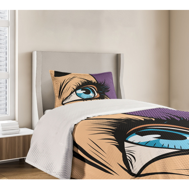 Pop Art Retro Style Cartoon Bedspread Set