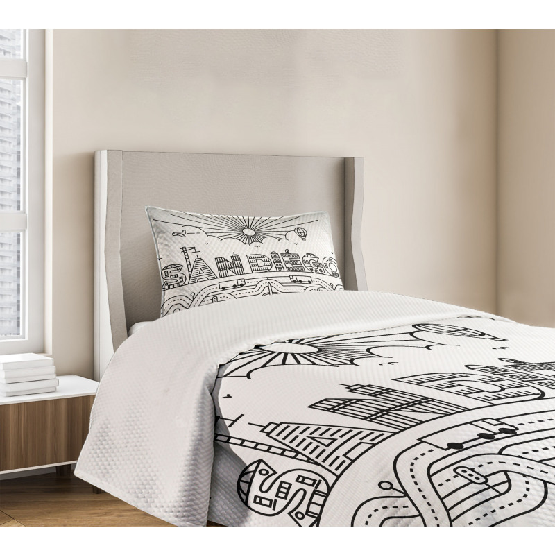 City Typography Letters Bedspread Set