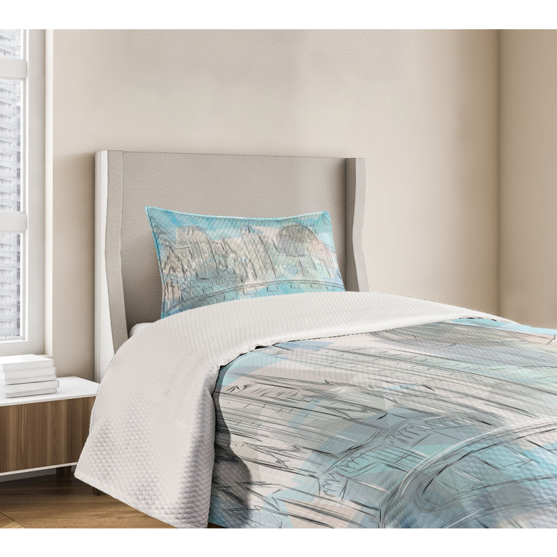 Abstract City Silhouette Bedspread Set