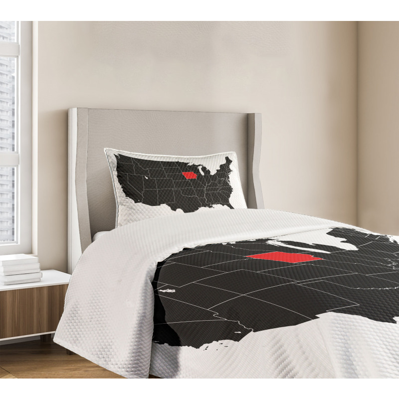 North America Map Design Bedspread Set