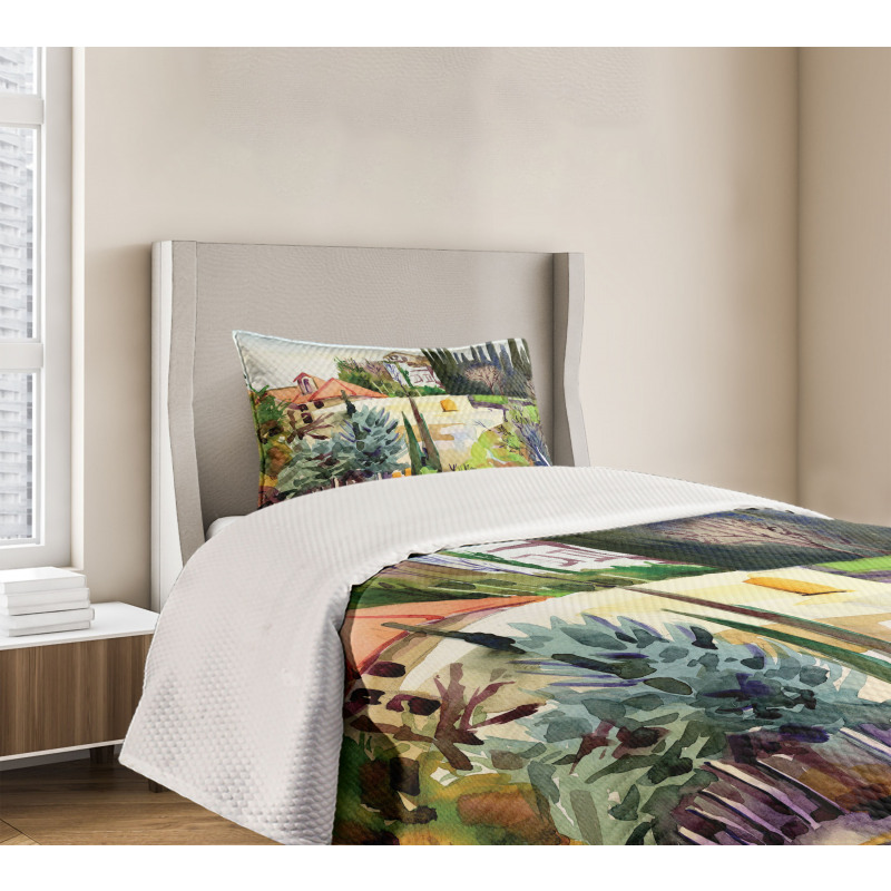 Tuscany Village Scenery Bedspread Set