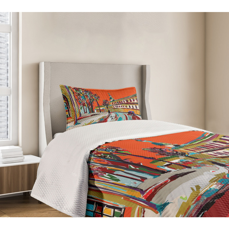 Historical Town Painting Bedspread Set
