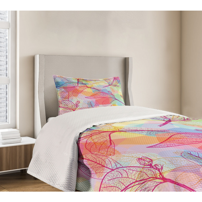 Colorful Abstract Foliage Bedspread Set