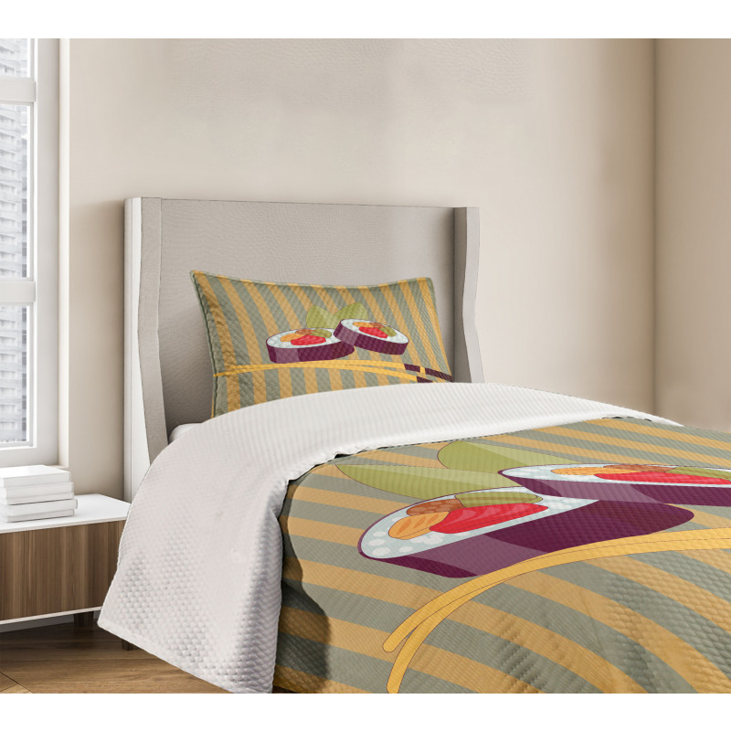 2 Rolls with Chopsticks Bedspread Set